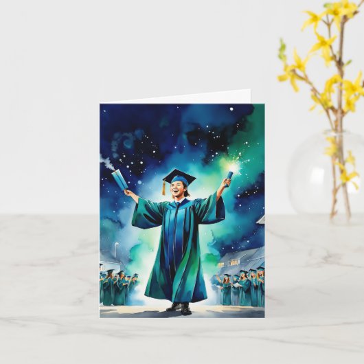 Midnight Blaze – 高校卒業祝 カード (黄色い花)