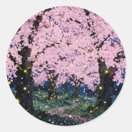 Midnight Bloom - ダークフラワーアート クラシックラウンド ラウンドシール