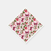 Midnight Bloom Butterfly Floral スタンダードカクテルナプキン (角)