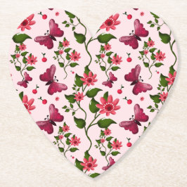 Midnight Bloom Butterfly Floral ペーパーコースター