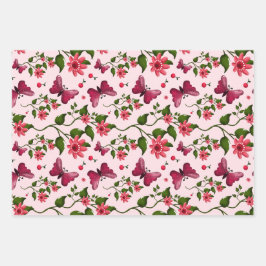Midnight Bloom Butterfly Floral  ラッピングペーパーシート