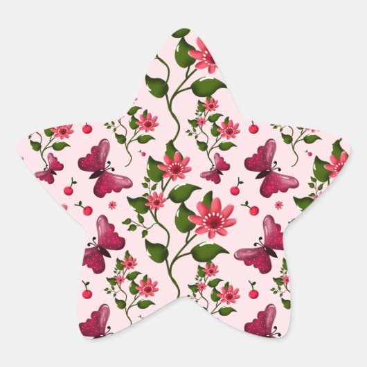Midnight Bloom Butterfly Floral 星シール (正面)