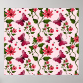 Midnight Bloom Butterfly Floral Matching party set ポスター (正面)