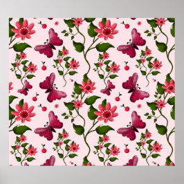 Midnight Bloom Butterfly Floral Matching party set ポスター