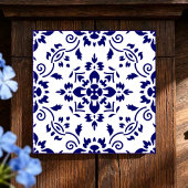 Midnight Bloom Classic Blue Floral Mosaic タイル