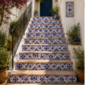 Midnight Bloom Classic Blue Floral Mosaic タイル