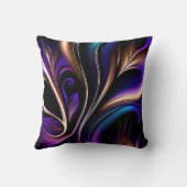 Midnight Bloom - Deep Purple, Teal & Gold Abstract クッション (裏面)