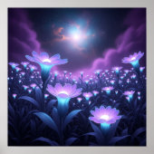 Midnight Bloom Field under Glowing Cosmic Sky ポスター (正面)
