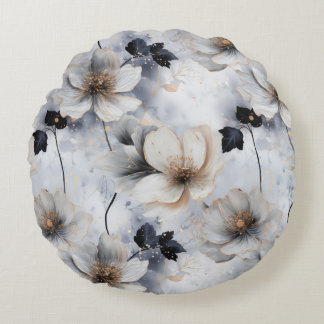 Midnight Bloom Floral Duvet Cover – Elegant  ラウンドクッション