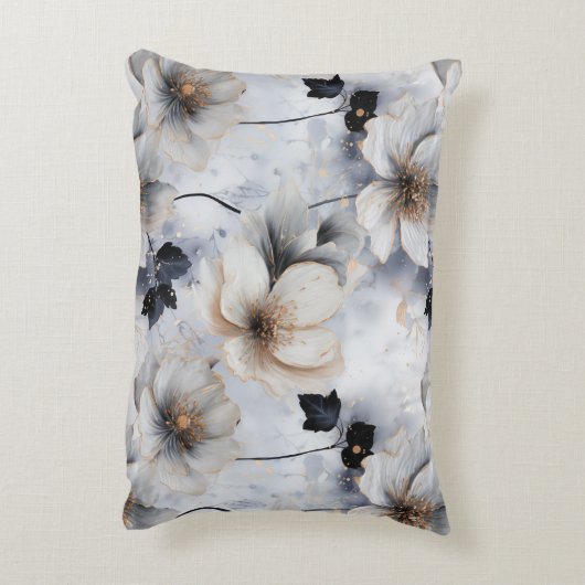 Midnight Bloom Floral  – Elegant  アクセントクッション (裏面(縦))