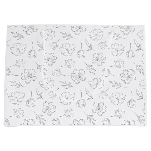 Midnight Bloom Line Art ラージペーパーバッグ (正面)