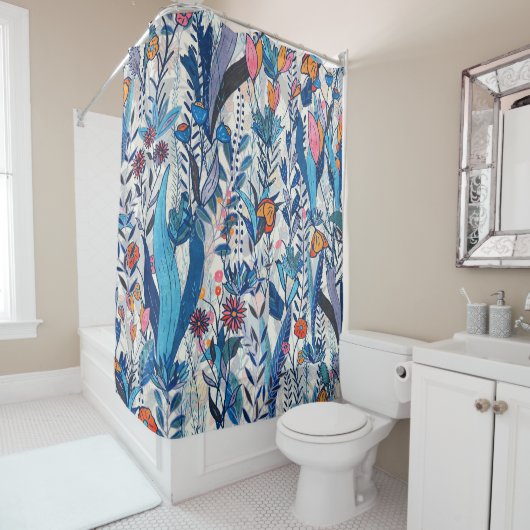 Midnight Bloomscape シャワーカーテン (インサイチュ)