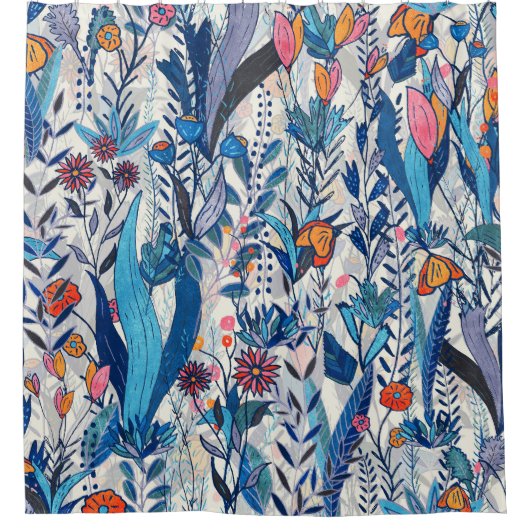 Midnight Bloomscape シャワーカーテン (正面)