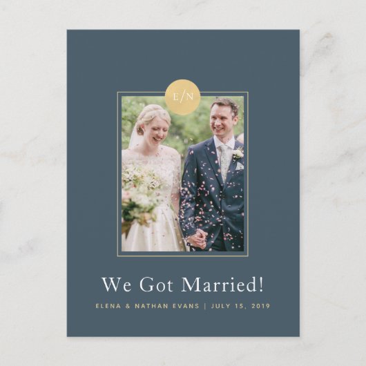 Midnight Blueの結婚発表写真はがき 案内ポストカード (正面)