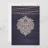 Midnight Blue素朴 String Light日付の保存 招待状 (裏面)