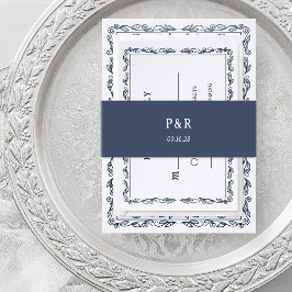 Midnight Blue | シンプルモノグラム 招待状ベリーバンド
