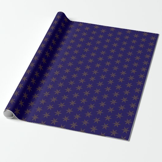 Midnight Blue and Gold Star Wrapping Paper ラッピングペーパー (アンロールド)