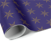 Midnight Blue and Gold Star Wrapping Paper ラッピングペーパー (ロールコーナー)