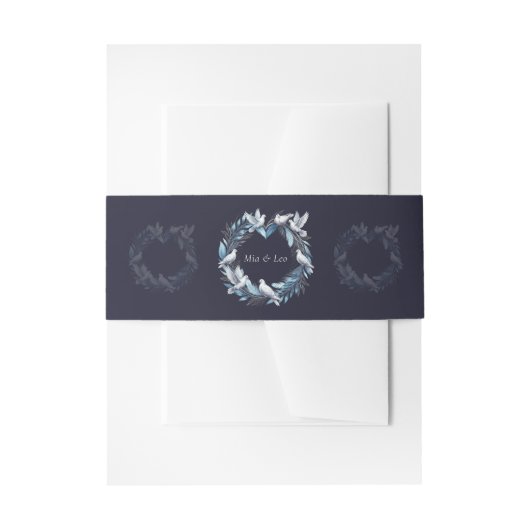 Midnight Blue and Wreath / Boda Azul y Corona 招待状ベリーバンド (正面例)