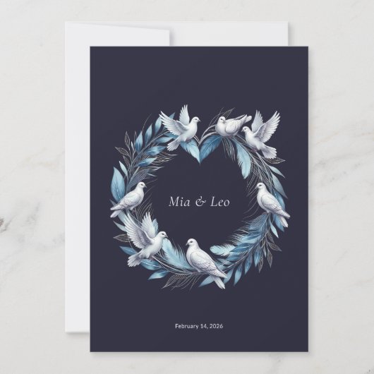 Midnight Blue and Wreath / Boda Azul y Corona 招待状 (正面)