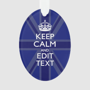 Midnight Blue Calm Have 保 Your Text Union Jack オーナメント