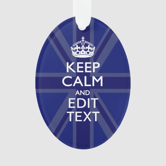 Midnight Blue Calm Have 保 Your Text Union Jack オーナメント (正面)