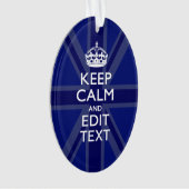 Midnight Blue Calm Have 保 Your Text Union Jack オーナメント (正面)