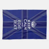 Midnight Blue Calm Have 保 Your Text Union Jack キッチンタオル (横)