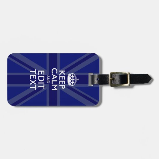 Midnight Blue Calm Have 保 Your Text Union Jack ラゲッジタグ (正面横)
