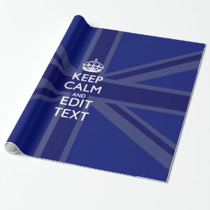 Midnight Blue Calm Have 保 Your Text Union Jack ラッピングペーパー