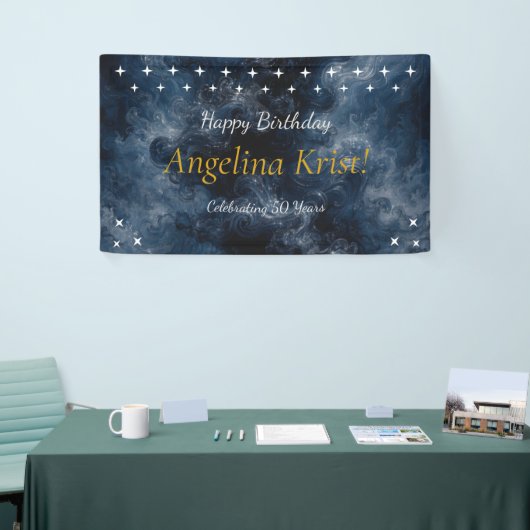 Midnight Blue Celestial Birthday Party Banner 横断幕 (トレードショー)