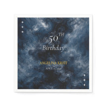 Midnight Blue Celestial Birthday Party Napkin