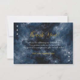 Midnight Blue Celestial Birthday Thank You Card サンキューカード