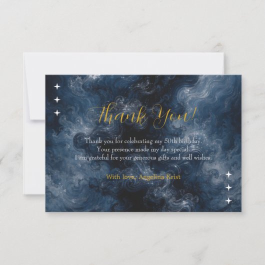 Midnight Blue Celestial Birthday Thank You Card サンキューカード (正面)