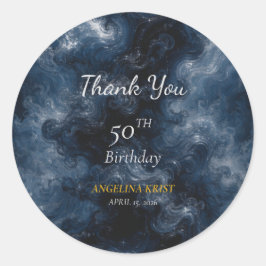 Midnight Blue Celestial Birthday Thank You Sticker ラウンドシール