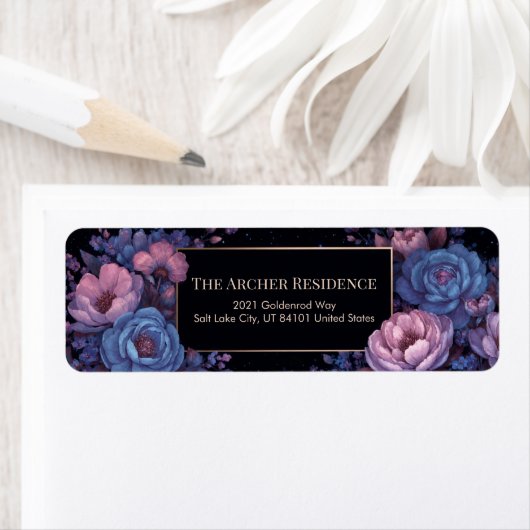 Midnight Blue Celestial Peony Border ラベル (インサイチュ)