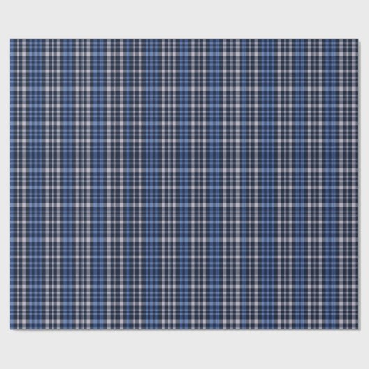 Midnight Blue Check Plaid ラッピングペーパー (フラット)