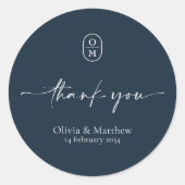 Midnight Blue | Chic & Modern Wedding Monogram  ラウンドシール (正面)