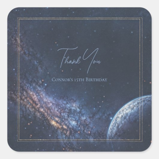 Midnight Blue Cinematic Milky Way Frame スクエアシール (正面)