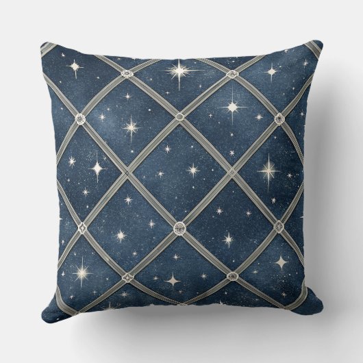 Midnight Blue Diamond Lattice - Starry Night クッション (裏面)