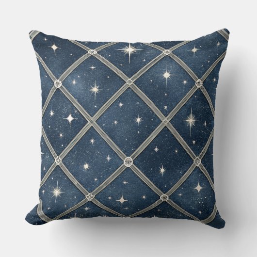 Midnight Blue Diamond Lattice - Starry Night クッション (正面)