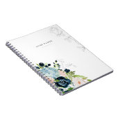 Midnight Blue Floral Blush Stationery Note Card ノートブック (右側)