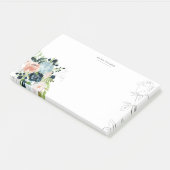 Midnight Blue Floral Blush Stationery Note Card ポストイット (アングル)