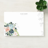 Midnight Blue Floral Blush Stationery Note Card ポストイット (オフィス)
