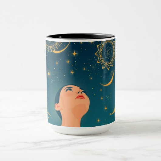 Midnight Blue Gold Starry Sky Dreamer Custom マグカップ (中央)