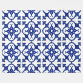 Midnight Blue Mandala Mosaic Cozy Blanket フリースブランケット (正面(横))