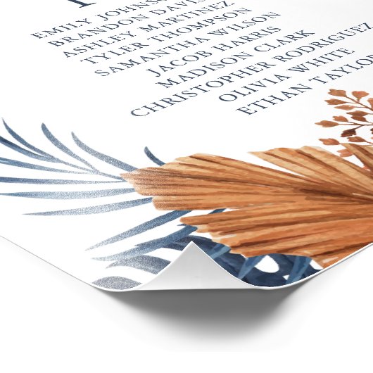 Midnight Blue Monstera Seating Chart フォトプリント (角)