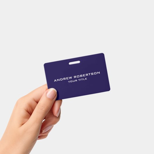 Midnight Blue Plain Elegant Minimalist Simple バッジ (Handheld)