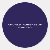 Midnight Blue Plain Elegant Minimalist Simple ラウンドシール (正面)