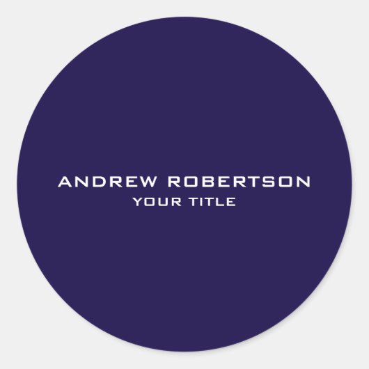 Midnight Blue Plain Elegant Minimalist Simple ラウンドシール (正面)